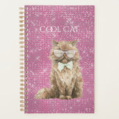 Lunettes de chat cool marron scintillement rose   (Devant)