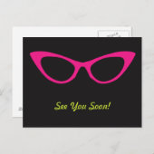 Lunettes de chat rose à bientôt Carte postale (Devant / Derrière)