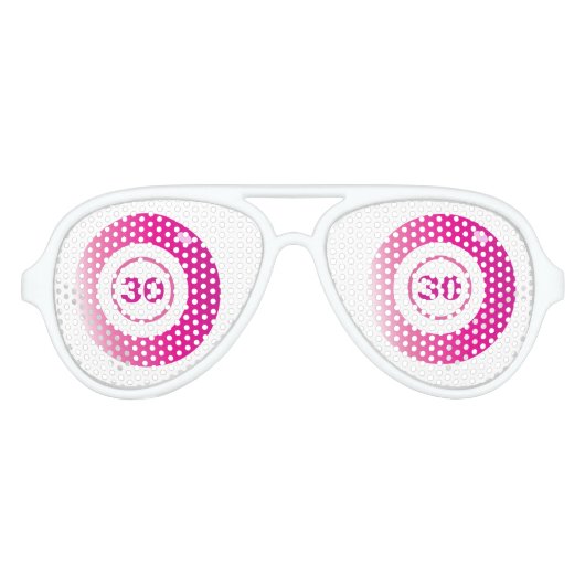 Lunettes De Fête Aviateur 30e anniversaire Bingo Balls rose blanc (Devant)