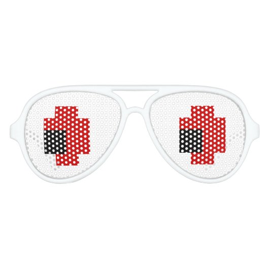 Lunettes De Fête Aviateur 8 bits Éffrayants yeux rouges (Devant)