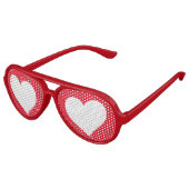 Lunettes De Fête Aviateur Amour Coeur Rouge et blanc Romantique (Angle)