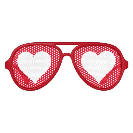 Lunettes De Fête Aviateur Amour Coeur Rouge et blanc Romantique (Devant)