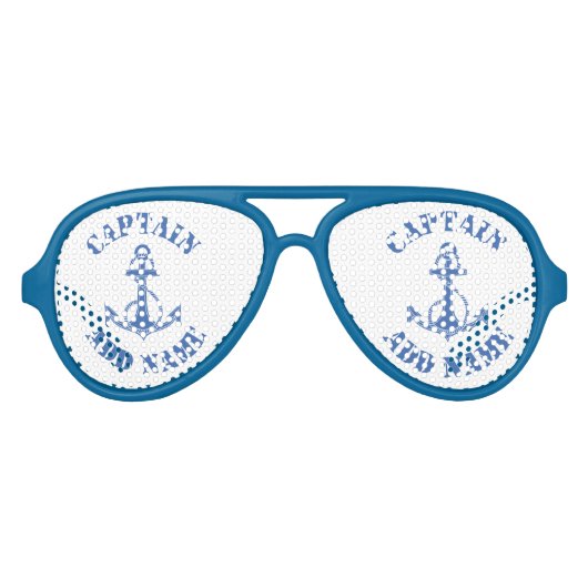 Lunettes De Fête Aviateur Ancrage de nom de capitaine personnalisé (Devant)