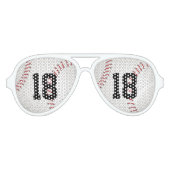 Lunettes De Fête Aviateur Baseball avec votre propre numéro | Cadeau sportif (Devant)