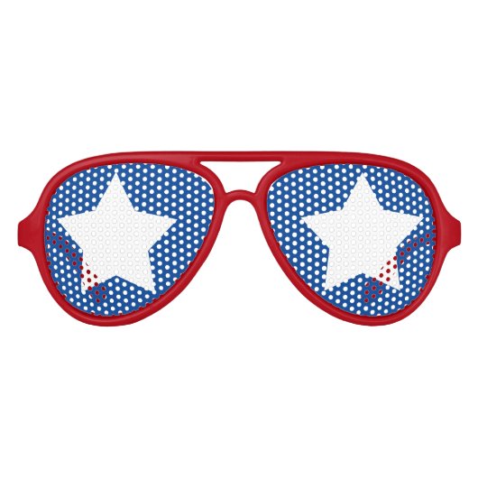 Lunettes De Fête Aviateur Blanc rouge et bleu USA Freedom (Devant)