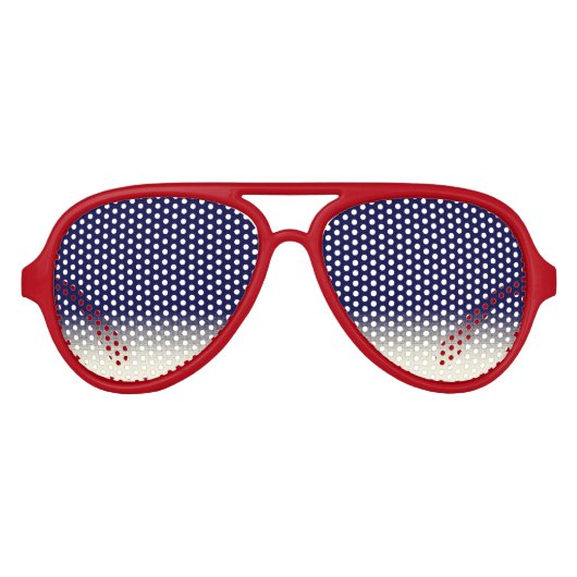 Lunettes De Fête Aviateur Blancs rouges et Bleus, couleurs du parti (Devant)