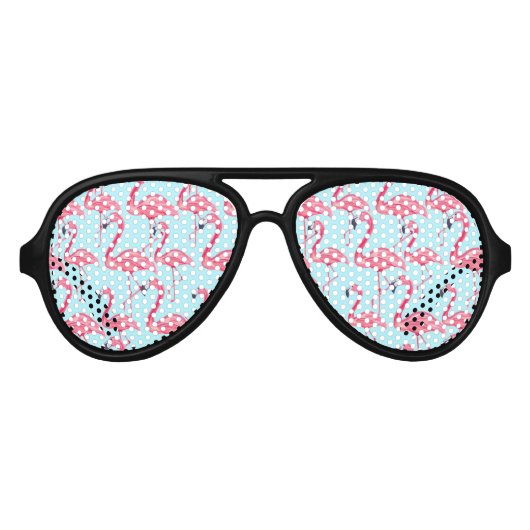 Lunettes De Fête Aviateur Bleu mignon rose Été Peint Flamingo Motif bleu (Devant)