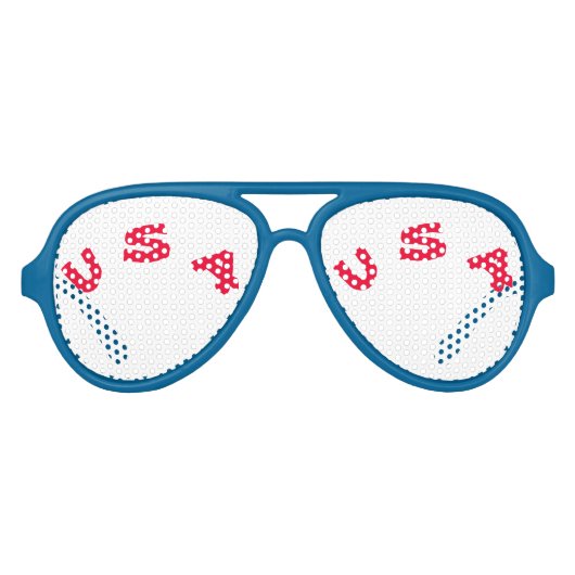 Lunettes De Fête Aviateur Bleu rouge Aviator, Tons blancs (Devant)