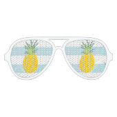 Lunettes De Fête Aviateur Bleu tendance Blancs Motif ananas (Devant)