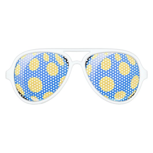 Lunettes De Fête Aviateur Boules Jaunes Sur Arrière - plan Bleu (Devant)