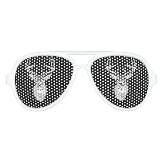 Lunettes De Fête Aviateur Buck sur la tête de cerf de queue blanche noire (Devant)