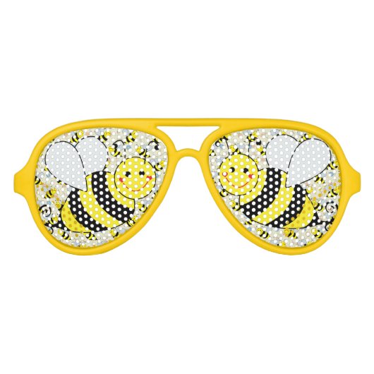 Lunettes De Fête Aviateur Bumble Bee mignonne avec Motif (Devant)