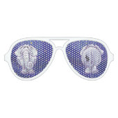 Lunettes De Fête Aviateur Cadeau Eléphant blanc mignon (Devant)