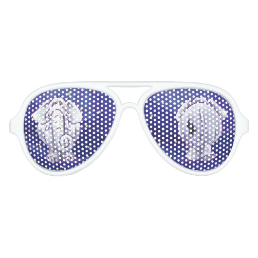 Lunettes De Fête Aviateur Cadeau Eléphant blanc mignon (Devant)