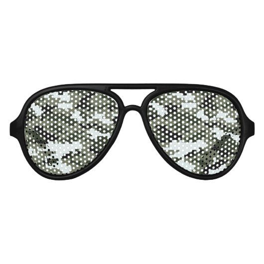 Lunettes De Fête Aviateur Camouflage urbain numérique à 8 bits / Camo (Devant)