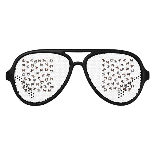 Lunettes De Fête Aviateur Carlin chien motif (Devant)