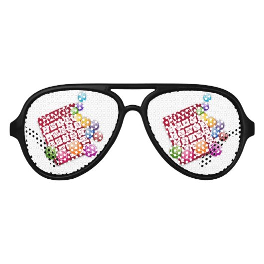 Lunettes De Fête Aviateur Carte BINGO avec boules BINGO (Devant)