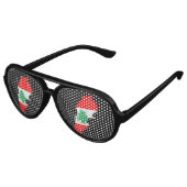 Lunettes De Fête Aviateur Carte du Liban avec drapeau (Angle)