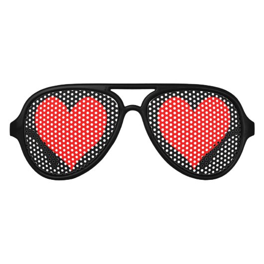 Lunettes De Fête Aviateur Coeur rouge mignon (Devant)