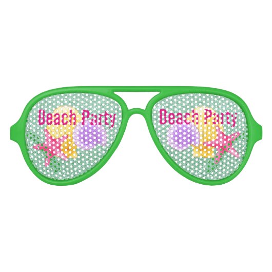 Lunettes De Fête Aviateur Coquillages couleur Beach Party Vert (Devant)