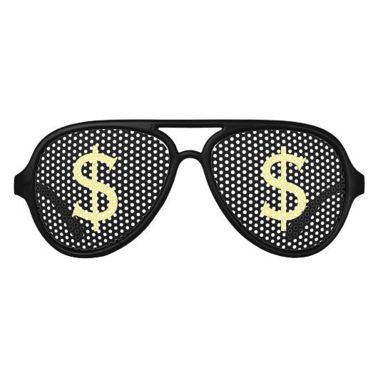 Lunettes De Fête Aviateur Dollars Jaunes Fou Épingle (Devant)