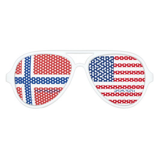 Lunettes De Fête Aviateur Drapeau américain norvégien (Devant)
