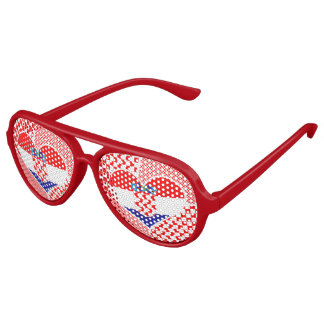 Lunettes De Fête Aviateur Drapeau Croate Avec Collage Coeur Chèques