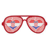 Lunettes De Fête Aviateur Drapeau Croate Avec Collage Coeur Chèques (Devant)
