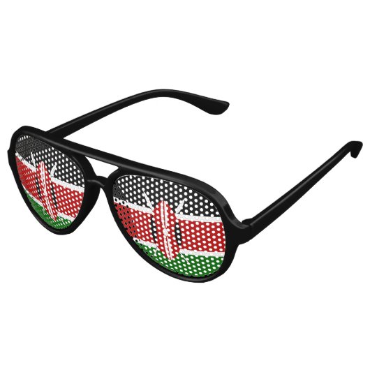 Lunettes De Fête Aviateur Drapeau du Kenya Massaï Bendera ya Kenya (Angle)