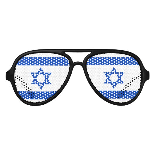 Lunettes De Fête Aviateur Drapeau Israël étoile bleue de David (Devant)