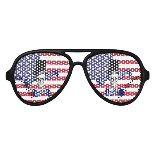 Lunettes De Fête Aviateur Drôle drapeau patriotique américain (Devant)