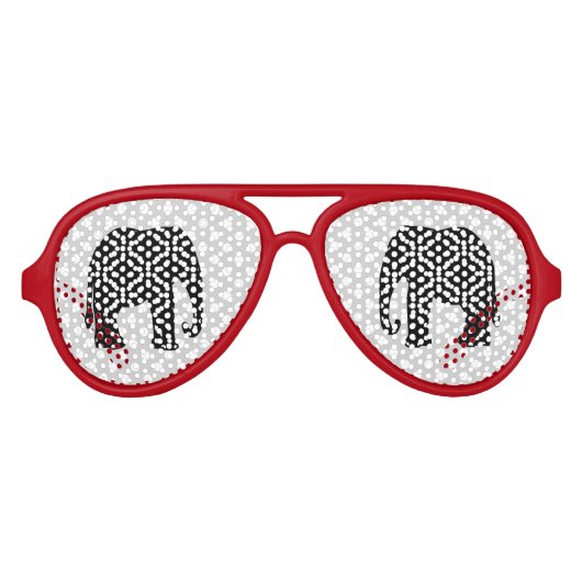 Lunettes De Fête Aviateur Eléphant Pois noir et blanc (Devant)