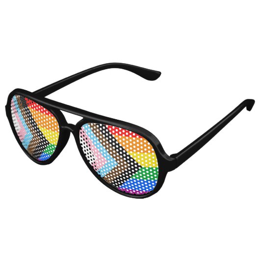 Lunettes De Fête Aviateur Fierté de progrès LGBTQ+ (Angle)
