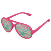 Lunettes De Fête Aviateur Flamant rose Palm Tree Burlap Look (Angle)