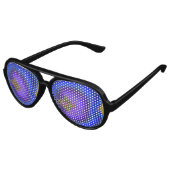 Lunettes De Fête Aviateur Fractale diamant fluide bleu profond (Angle)