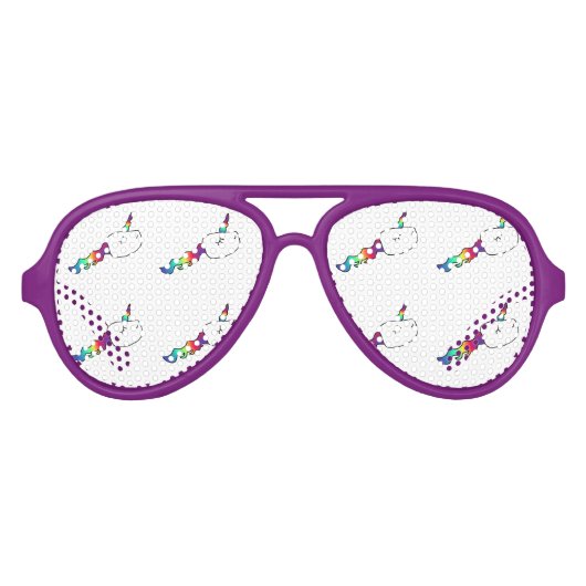 Lunettes De Fête Aviateur Funny Rainbow Unicorn Sperm de natation (Devant)