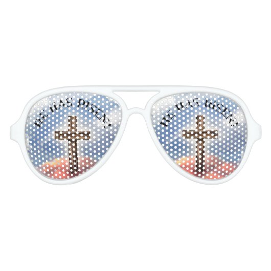Lunettes De Fête Aviateur Has Risen Rugged Cross With Clouds (Devant)