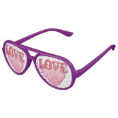 Lunettes De Fête Aviateur Joli Coeur d'amour rose (Angle)