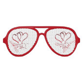 Lunettes De Fête Aviateur Les Coeurs Forever rouge sur blanc (Devant)