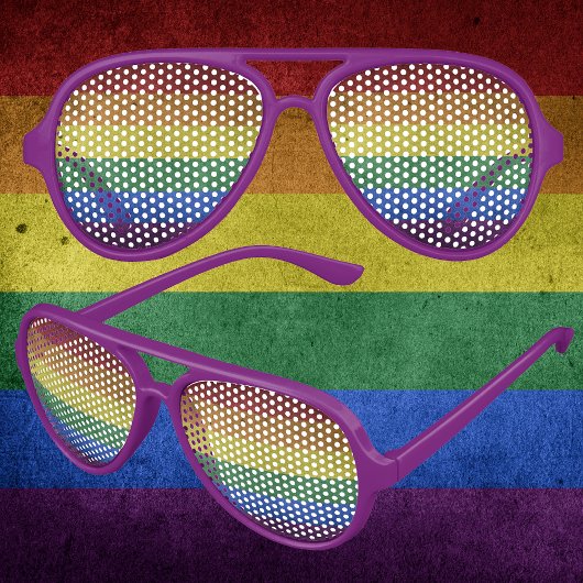 Lunettes De Fête Aviateur LGBT Rainbow Pride drapeau style rétro