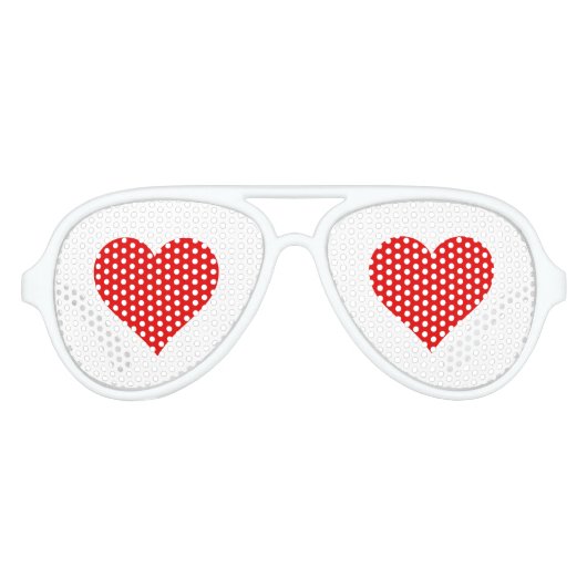 Lunettes De Fête Aviateur Mariage Favor Red Love Heart (Devant)