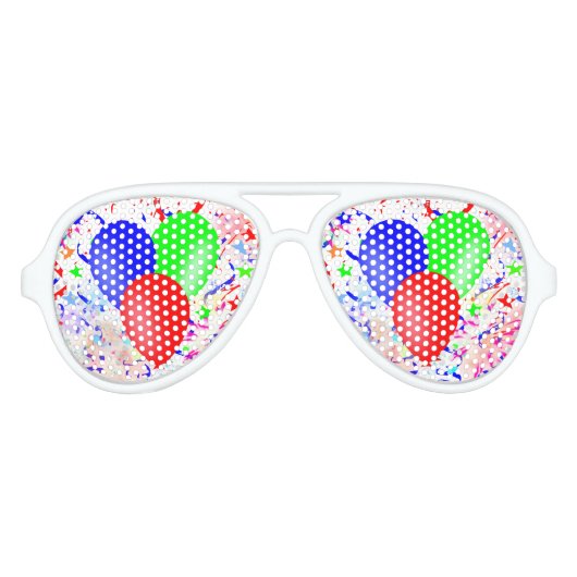 Lunettes De Fête Aviateur Motif d'anniversaire des ballons arrière - plan (Devant)