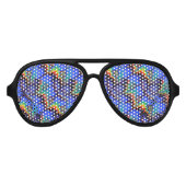 Lunettes De Fête Aviateur Motif d'art fractal à l'arc-en-ciel électrique (Devant)