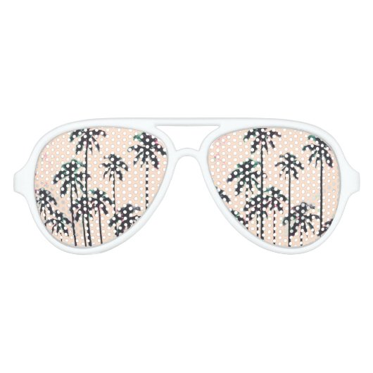 Lunettes De Fête Aviateur Neon Lined Black Palm Trees on Peach Horizon (Devant)