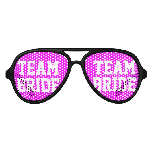 Lunettes De Fête Aviateur Neon rose Team Bride bachelorette (Devant)