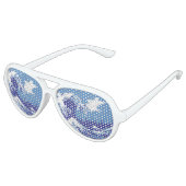 Lunettes De Fête Aviateur Pixel Tsunami bleu 8 bits Pixel Art (Angle)