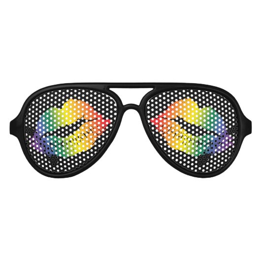 Lunettes De Fête Aviateur Rainbow Lips Kiss Mark Pride Party Festival (Devant)