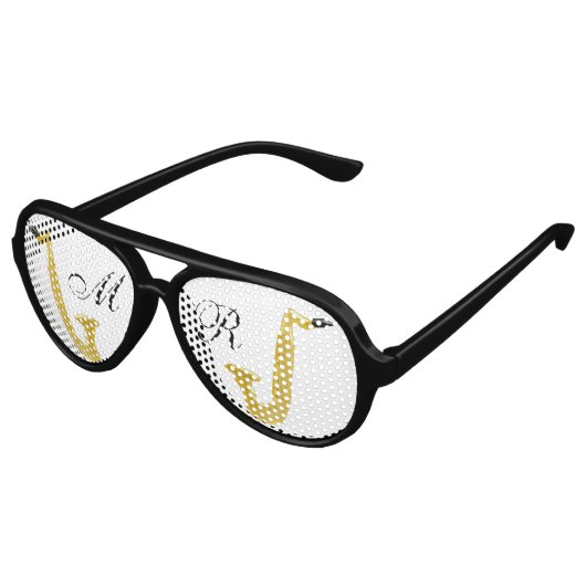 Lunettes De Fête Aviateur Saxophone monogramme (Angle)