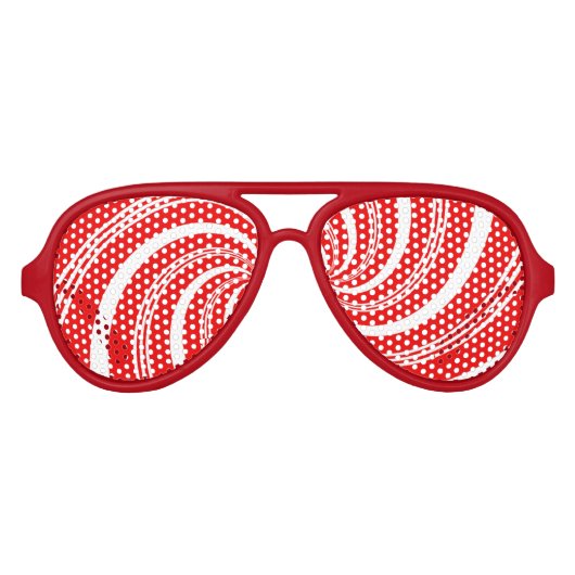 Lunettes De Fête Aviateur Sucre de canne rouge et blanc Twirl (Devant)