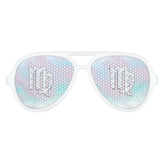 Lunettes De Fête Aviateur Virgo Zodiac sur Pastels Nacre Mère de Perle (Devant)